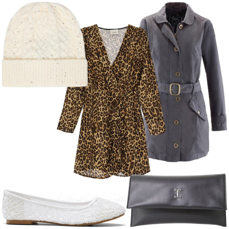Outfit donna - Total look #2091747. Stile Trendy per Tutti i giorni. Abbinamento con ballerine, trench, pochette, vestiti corti, cappelli.
