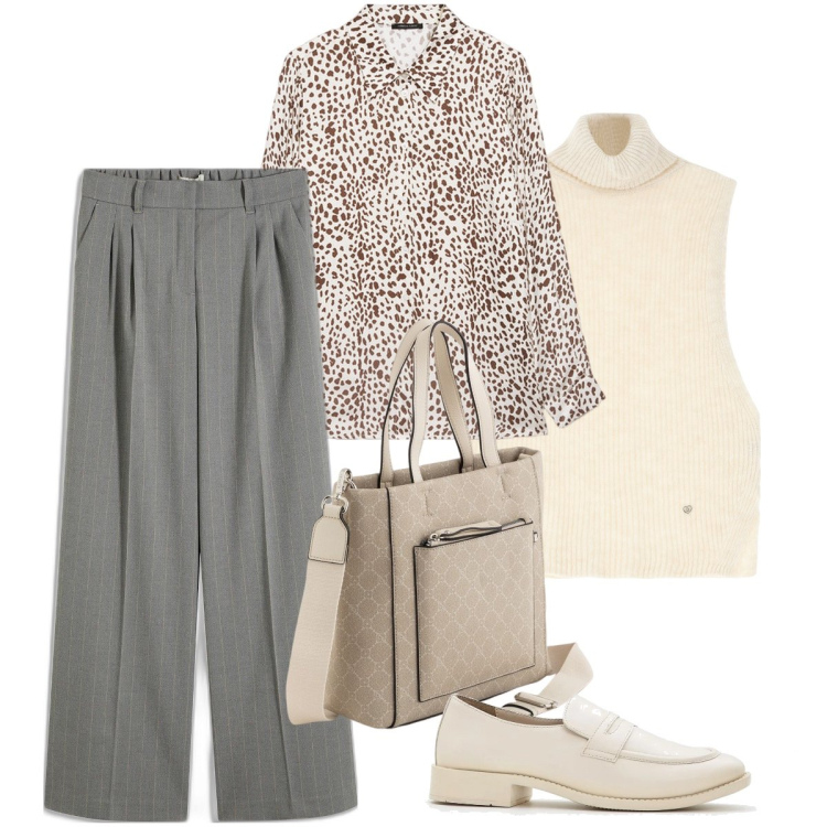 Outfit donna - Il gilet a dolcevita. Stile Mannish per Ufficio. Abbinamento con pantaloni a palazzo, mocassini, maglieria, camicie, borse a mano.