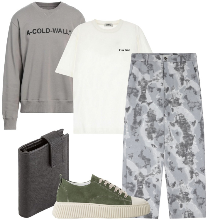 Outfit uomo - Influenze bohemien. Stile Trendy per Tutti i giorni. Abbinamento con felpe, t-shirt, pantaloni, sneakers, portafogli.