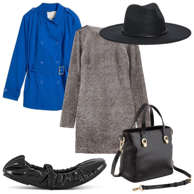 Outfit donna - Total look #2091835. Stile Trendy per Tutti i giorni. Abbinamento con trench, vestiti corti, ballerine, cappelli, borse a mano.