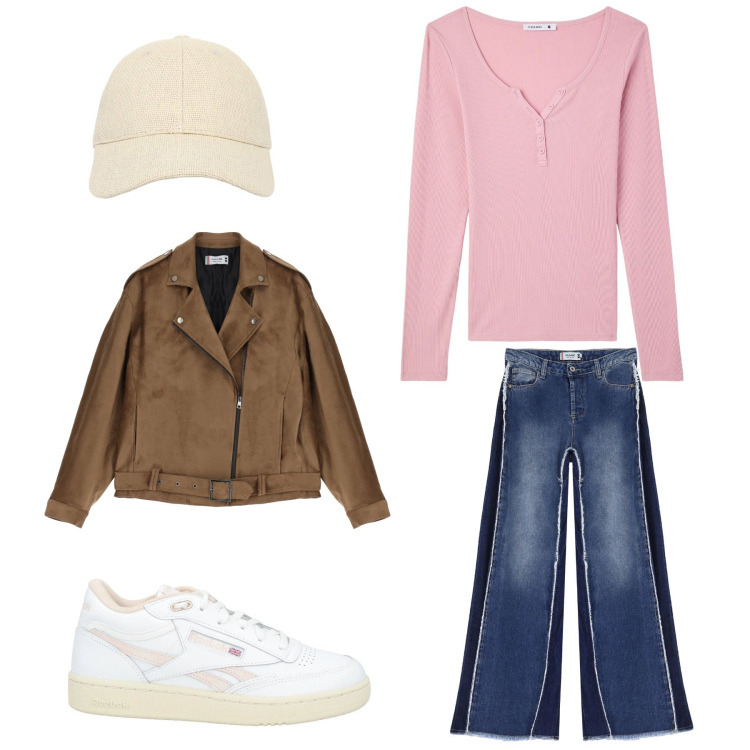 Outfit donna - Total look #2091917. Abbinamento con sneakers, cappelli con visiera, t-shirt, jeans, blazer.