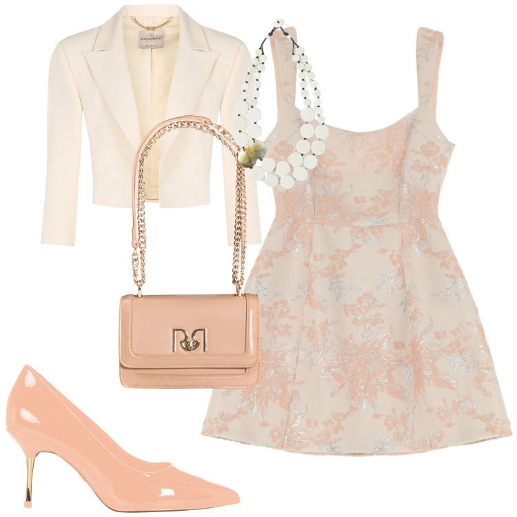 Outfit donna - Cerimonia. Stile Chic per Cerimonia. Abbinamento con vestiti corti, décolleté, bolero, borse a tracolla, ciondoli.