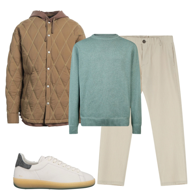 Outfit uomo - City. Stile Urban per Tutti i giorni. Abbinamento con giacche, sneakers, pantaloni, maglieria.