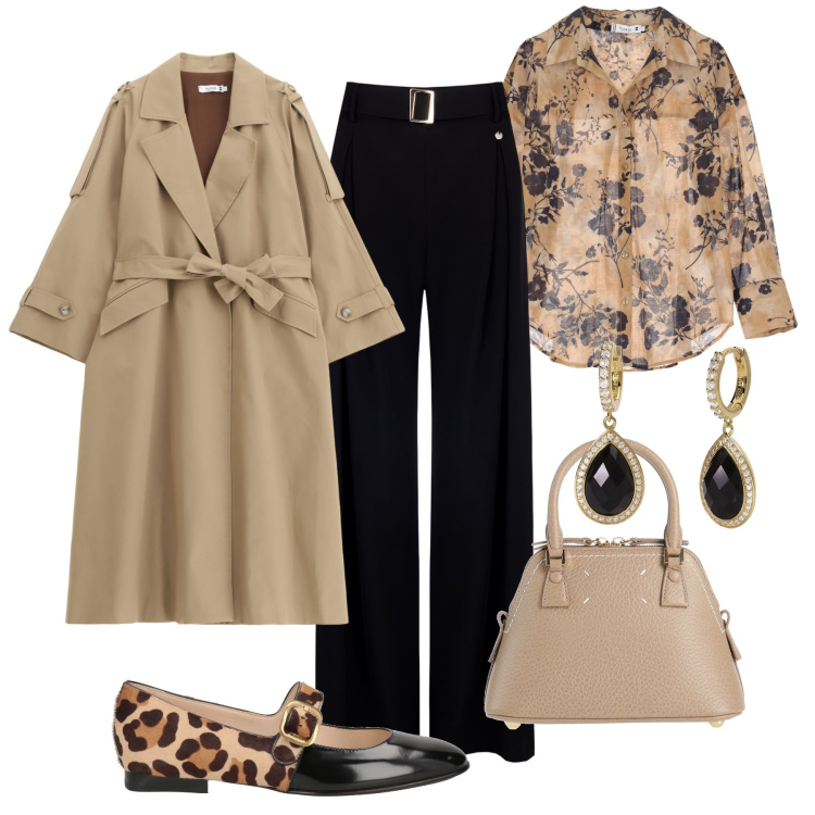 Outfit donna - Chic con il trench - @laurafo. Stile Glamour per Serata fuori. Abbinamento con ballerine, borse a mano, orecchini, pantaloni, trench, camicie.