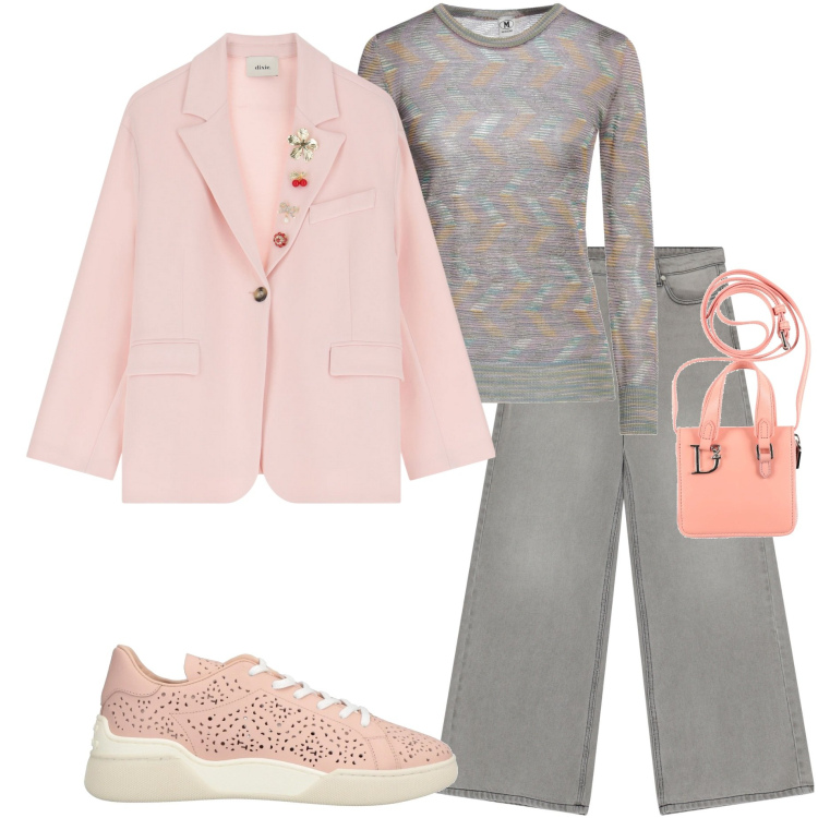 Outfit donna - Casual chic curvy. Stile Casual chic per Ufficio. Abbinamento con pullovers, sneakers, portafogli, jeans, blazer.