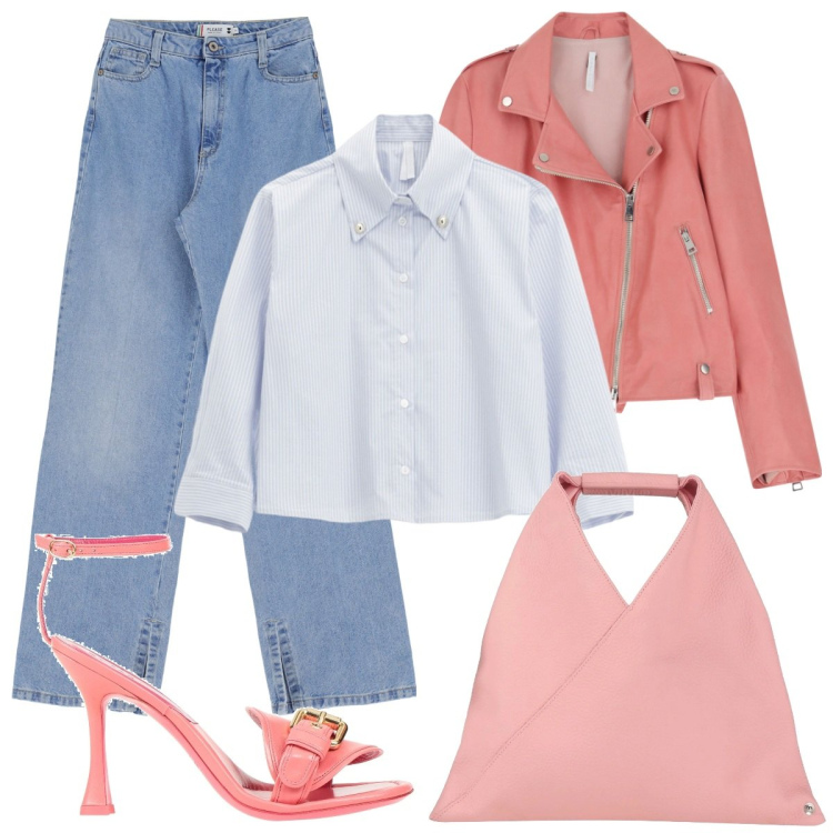 Outfit donna - Spring pink. Stile Casual chic per Serata fuori. Abbinamento con borse a mano, sandali in pelle, giacche, camicie, jeans.