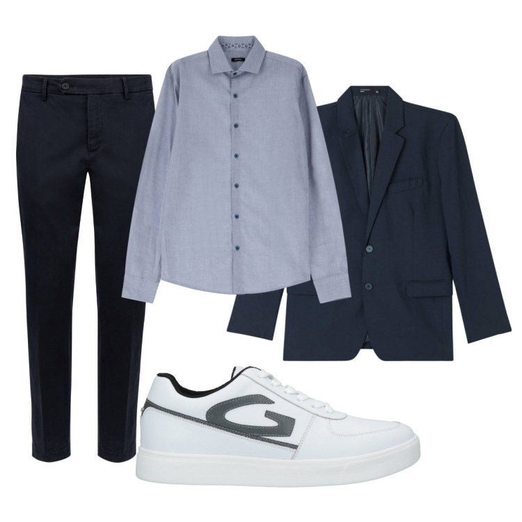 Outfit uomo - Total look #2092151. Stile Trendy per Tutti i giorni. Abbinamento con sneakers, giacche, camicie, pantaloni chino.
