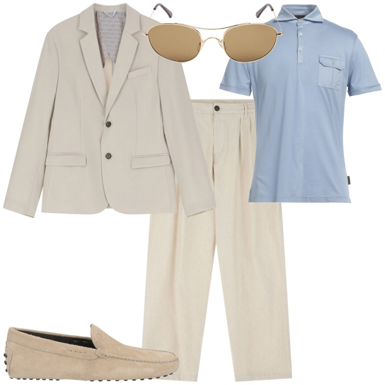 Outfit uomo - Total look #2092184. Stile Business/Elegante per Ufficio. Abbinamento con scarpe stringate, polo, pantaloni, giacche, occhiali da sole.