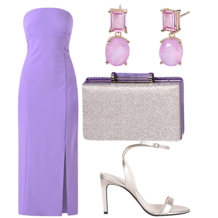 Outfit donna - Ose\'. Stile Chic per Serata fuori. Abbinamento con sandali in pelle, orecchini, pochette, vestiti midi/longuette.