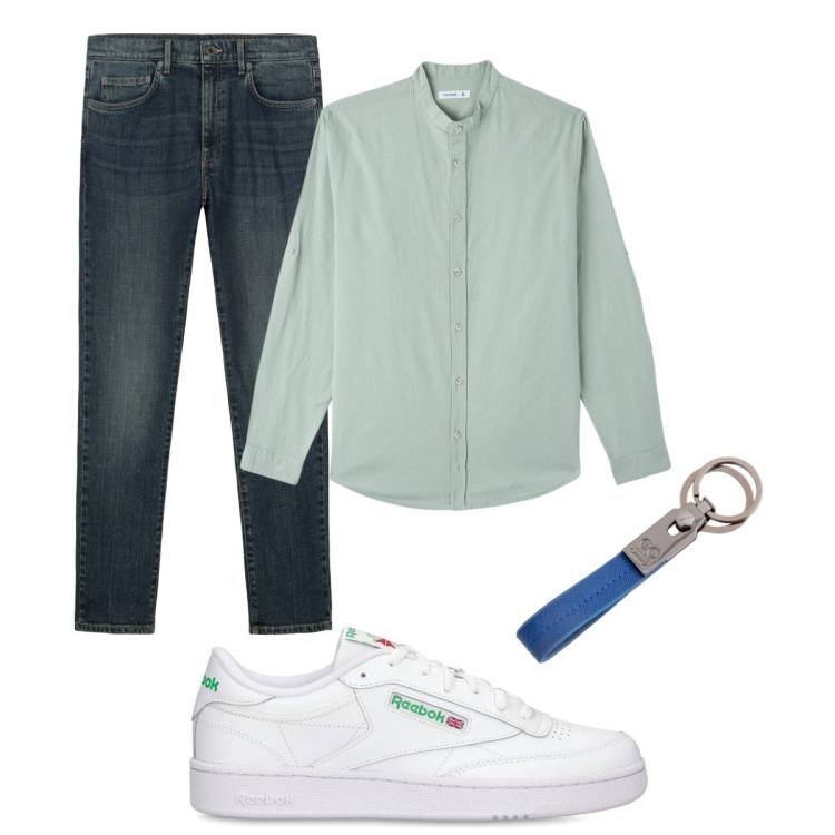Outfit uomo - Total look #2092313. Stile Casual per Tutti i giorni. Abbinamento con camicie, portachiavi, sneakers, jeans.