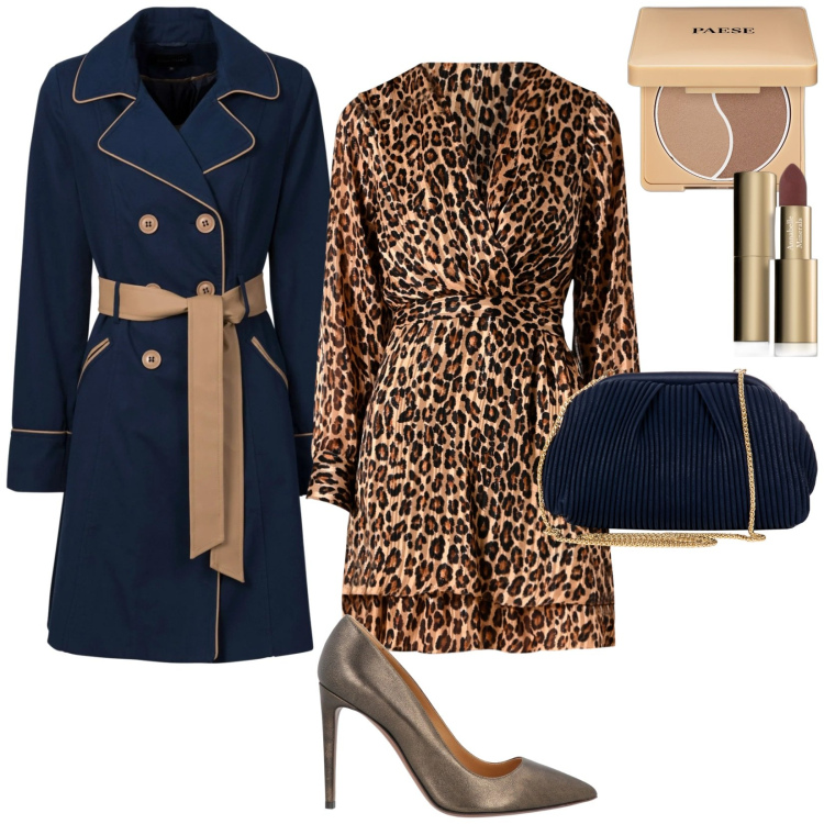 Outfit donna - Total look #2092336. Stile Casual chic per Tutti i giorni. Abbinamento con trench, décolleté, terre, rossetti, vestiti, pochette.