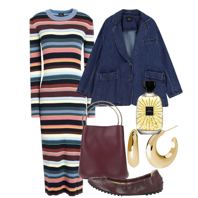 Outfit donna - In jeans - @pamela. Stile Chic per Tutti i giorni. Abbinamento con borse a mano, vestiti midi/longuette, ballerine, profumi, orecchini, blazer.