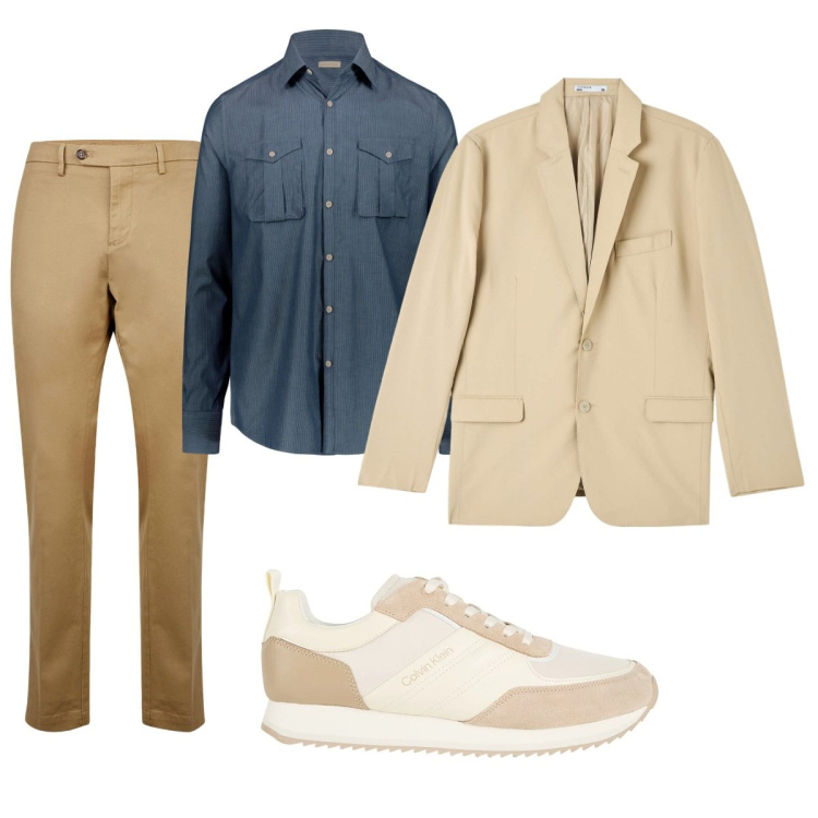 Outfit uomo - Total look #2092404. Stile Trendy per Ufficio. Abbinamento con sneakers, giacche, camicie, pantaloni chino.