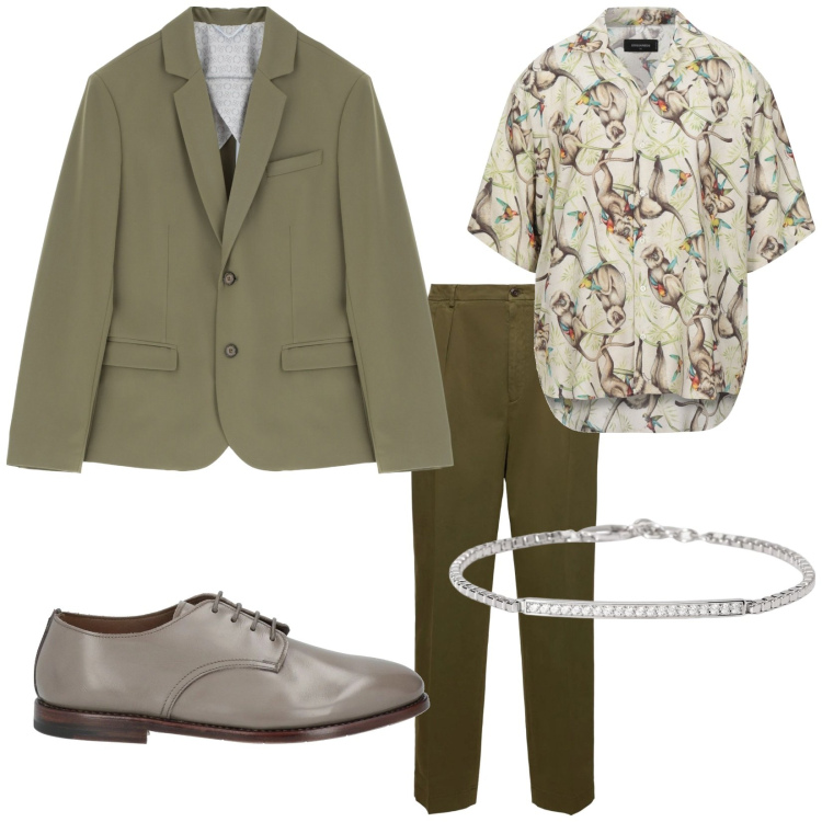 Outfit uomo - Total look #2092478. Stile Business/Elegante per Serata speciale. Abbinamento con camicie a manica corta, scarpe stringate, braccialetti, giacche, pantaloni.