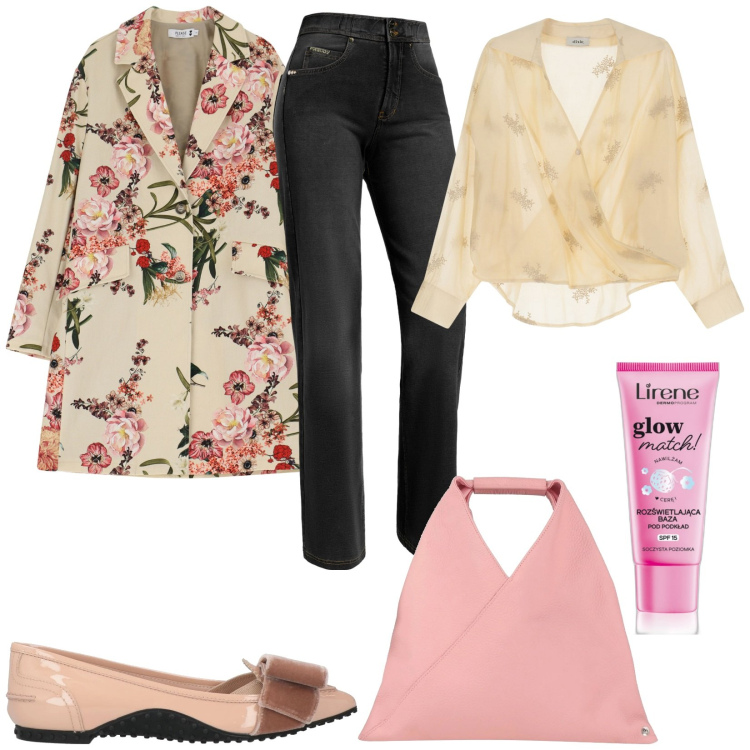 Outfit donna - Trench versatile. Stile Romantica per Serata fuori. Abbinamento con borse a mano, ballerine, primer, trench, jeans, bluse.