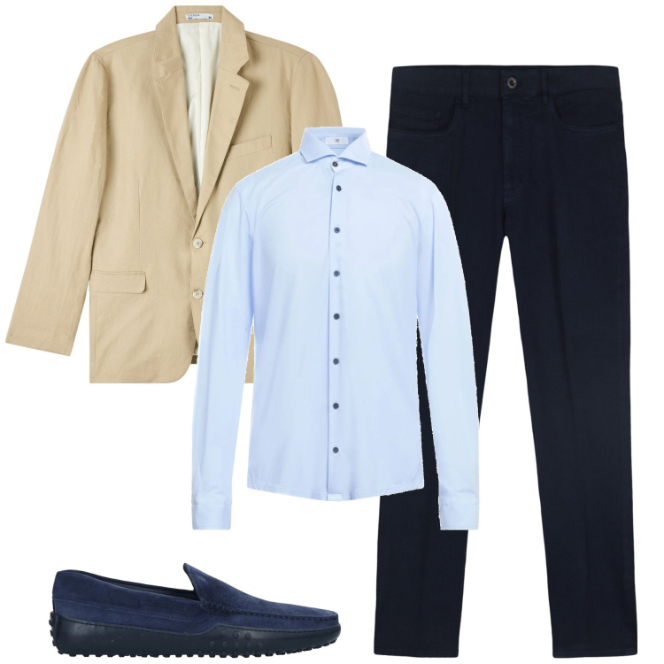 Outfit uomo - Spezzato per l\'ufficio. Stile Business/Elegante per Ufficio. Abbinamento con scarpe stringate, camicie, giacche, pantaloni.