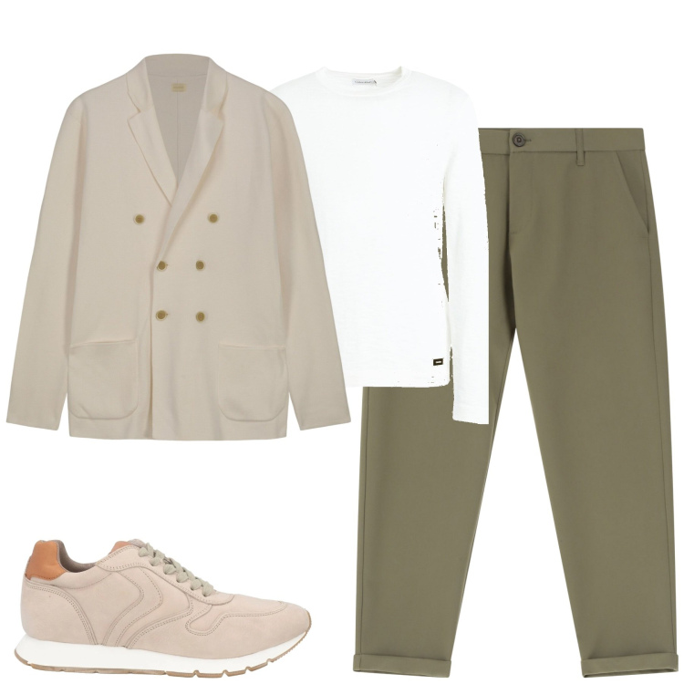 Outfit uomo - La giacca in maglia. Stile Urban per Tutti i giorni. Abbinamento con sneakers, pullovers, pantaloni chino, cardigans.