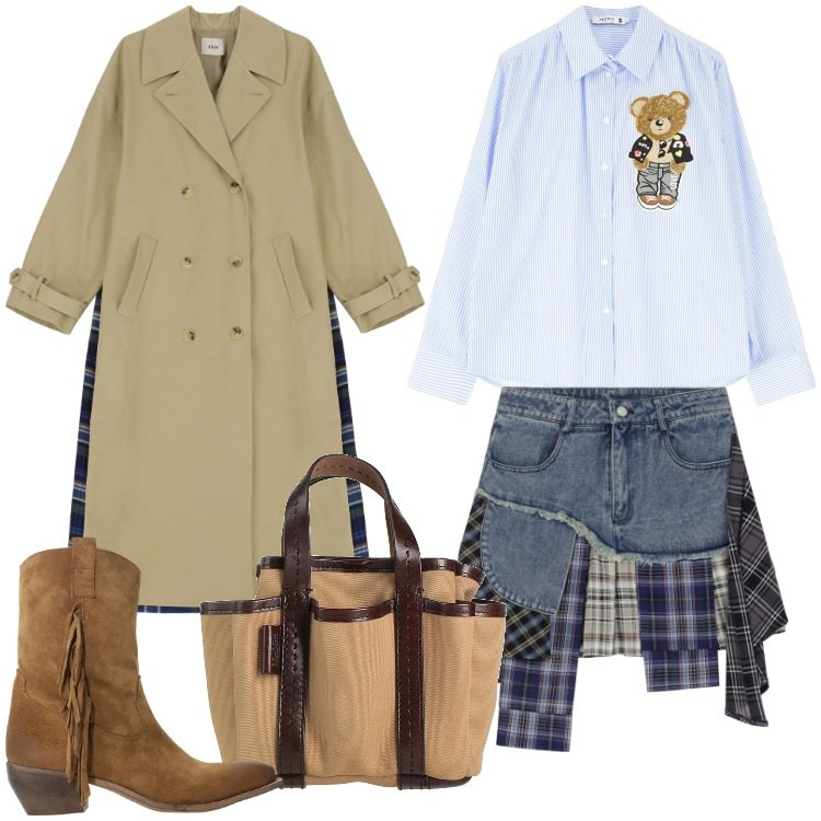 Outfit donna - Il trench versatile - @laurafo. Stile Trendy per Tutti i giorni. Abbinamento con borse a mano, camicie, trench, minigonne, stivali.