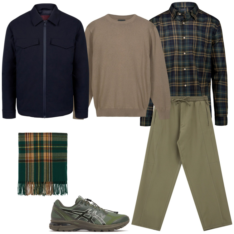 Outfit uomo - Country. Stile Casual per Tutti i giorni. Abbinamento con pantaloni cargo, sciarpe, maglieria, sneakers, piumini, camicie.