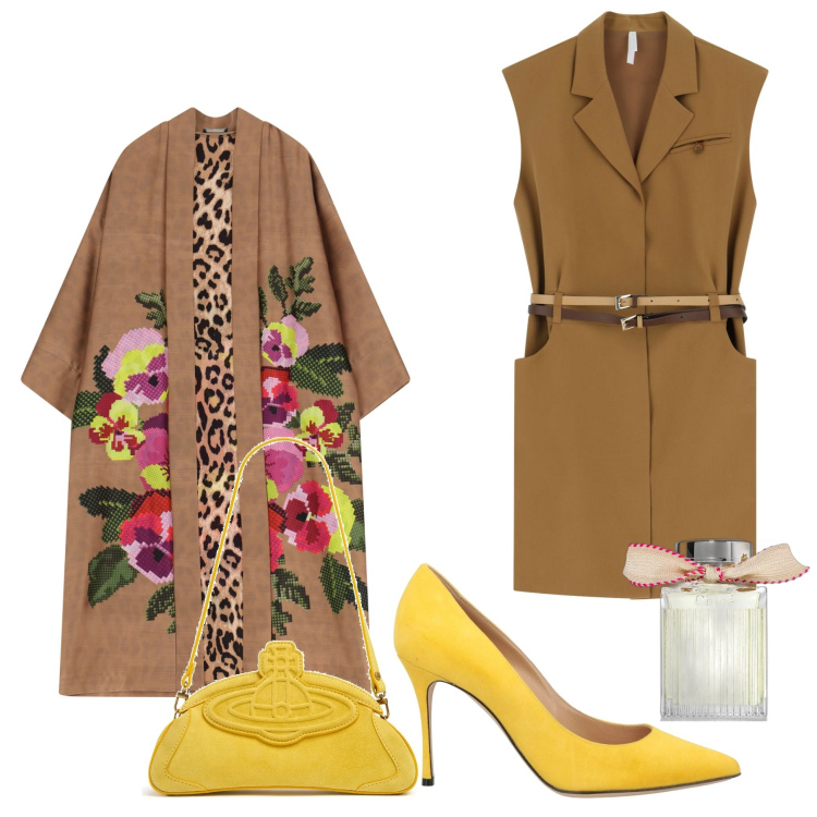 Outfit donna - Marronglace. Stile Casual chic per Tutti i giorni. Abbinamento con décolleté, profumi, vestiti corti, trench, clutch.