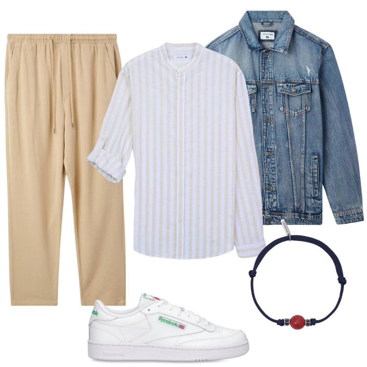 Outfit uomo - Pantaloni e camicia in lino. Stile Trendy per Tutti i giorni. Abbinamento con giacche, camicie, pantaloni, braccialetti, sneakers.