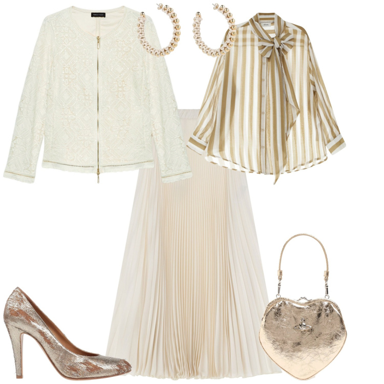 Outfit donna - Cerimonia evento serata speciale. Stile Bon Ton per Cerimonia. Abbinamento con décolleté, gonne lunghe, camicie, blazer, orecchini, pochette.