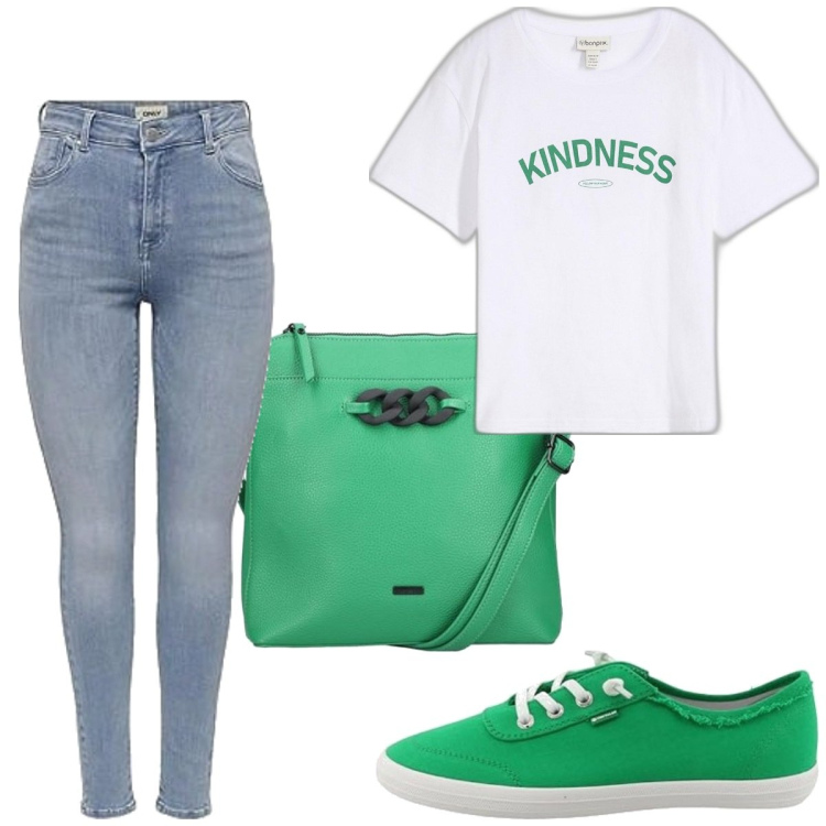 Outfit femme - Basique #1651. Style Basique pour Tous les jours. Assortir avec t-shirts, sneakers, sacs en bandoulière, jean skinny.