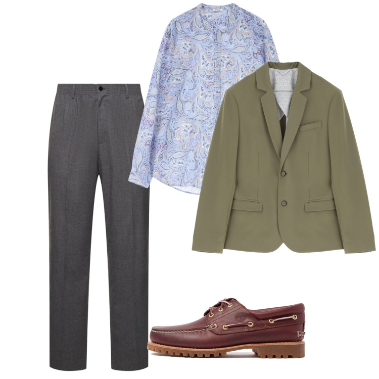 Outfit uomo - Spring. Stile Casual per Tutti i giorni. Abbinamento con camicie, giacche, pantaloni, scarpe stringate.