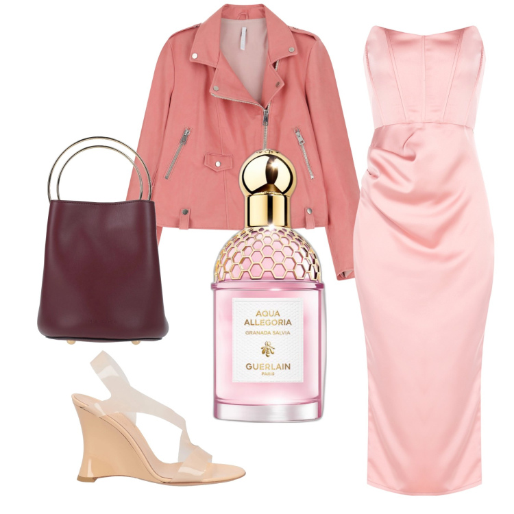 Outfit donna - Acqua allegoria. Stile Casual per Serata fuori. Abbinamento con sandali in pelle, borse a mano, profumi, vestiti midi/longuette, giacche.