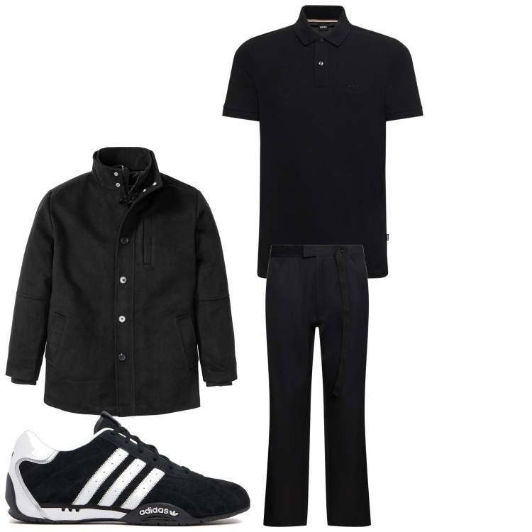 Outfit uomo - Casual black. Stile Casual per Tutti i giorni. Abbinamento con giacche, polo, pantaloni, sneakers.