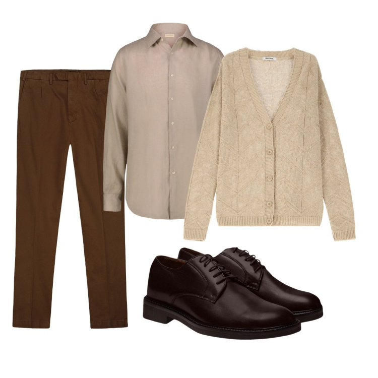Outfit uomo - Total look #2093037. Stile Business/Elegante per Tutti i giorni. Abbinamento con cardigans, scarpe stringate, pantaloni, camicie.