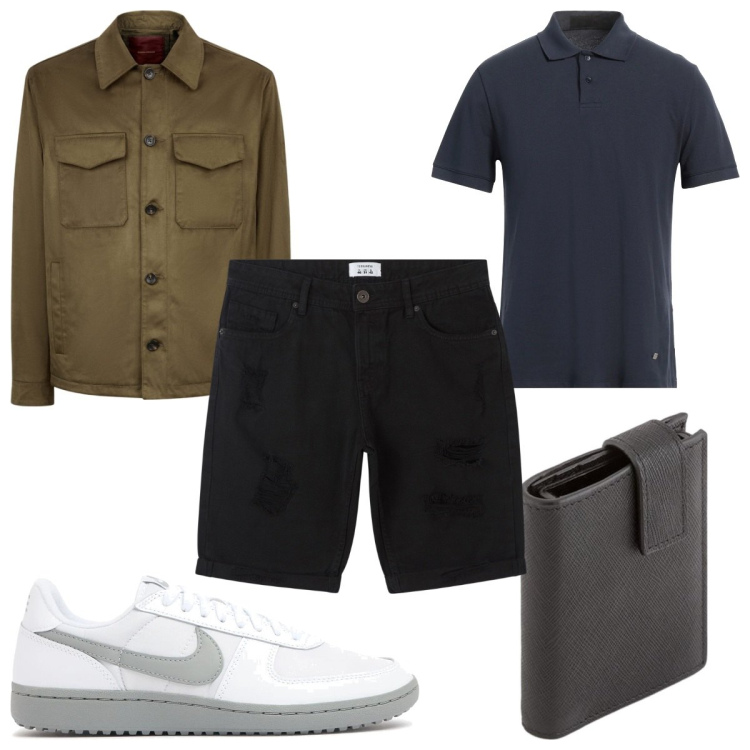 Outfit uomo - Total look #2093045. Stile Casual per Tutti i giorni. Abbinamento con polo, bermuda, giacche, sneakers, portafogli.
