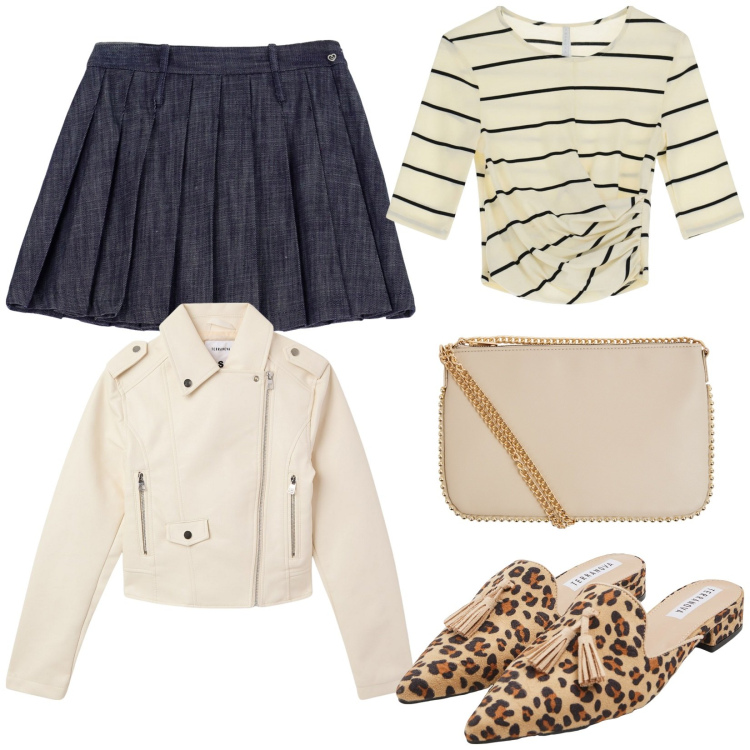 Outfit donna - In jeans. Stile Trendy per Tutti i giorni. Abbinamento con borse a tracolla, giacche, sabot, minigonne, t-shirt.