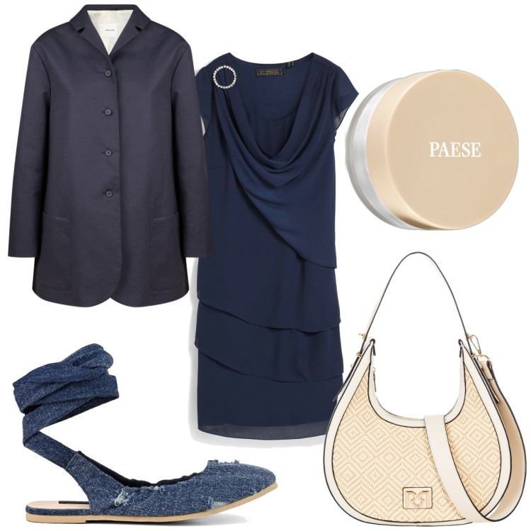 Outfit donna - Total look #2093094. Stile Trendy per Tutti i giorni. Abbinamento con vestiti corti, ciprie, borse a mano, ballerine, trench.