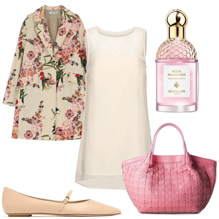 Outfit donna - Total look #2093105. Stile Romantica per Tutti i giorni. Abbinamento con borse a mano, profumi, trench, vestiti corti, ballerine.