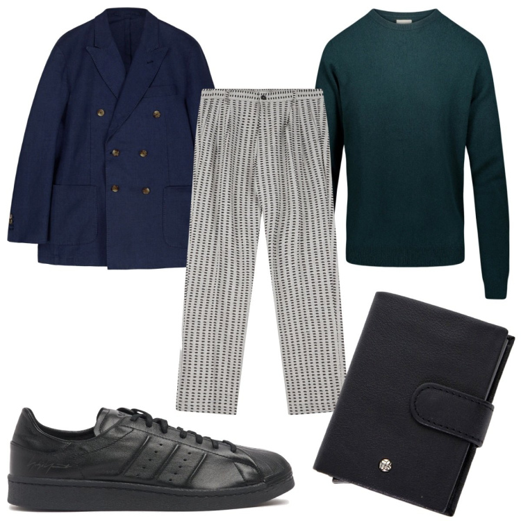 Outfit uomo - Total look #2093117. Stile Casual per Tutti i giorni. Abbinamento con pantaloni, portafogli, maglieria, giacche, sneakers.