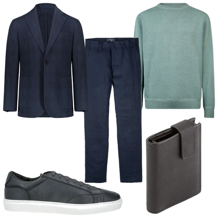 Outfit uomo - Total look #2093119. Stile Casual per Ufficio. Abbinamento con pantaloni, sneakers, giacche, maglieria, portafogli.