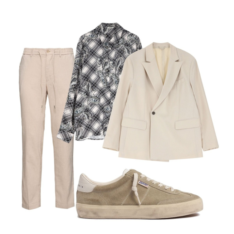 Outfit uomo - Total look #2093132. Stile Trendy per Tutti i giorni. Abbinamento con camicie, giacche, sneakers, pantaloni.