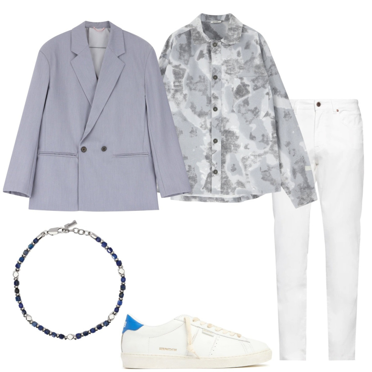 Outfit uomo - A cena io e te. Stile Casual per Serata speciale. Abbinamento con pantaloni, braccialetti, giacche, camicie, sneakers.