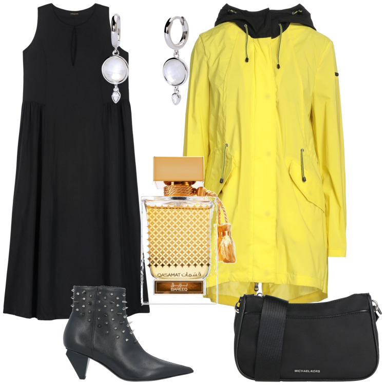 Outfit donna - Originalissimo stivaletto. Stile Urban per Ufficio. Abbinamento con stivaletti, trench, borse a tracolla, profumi, orecchini, vestiti lunghi.