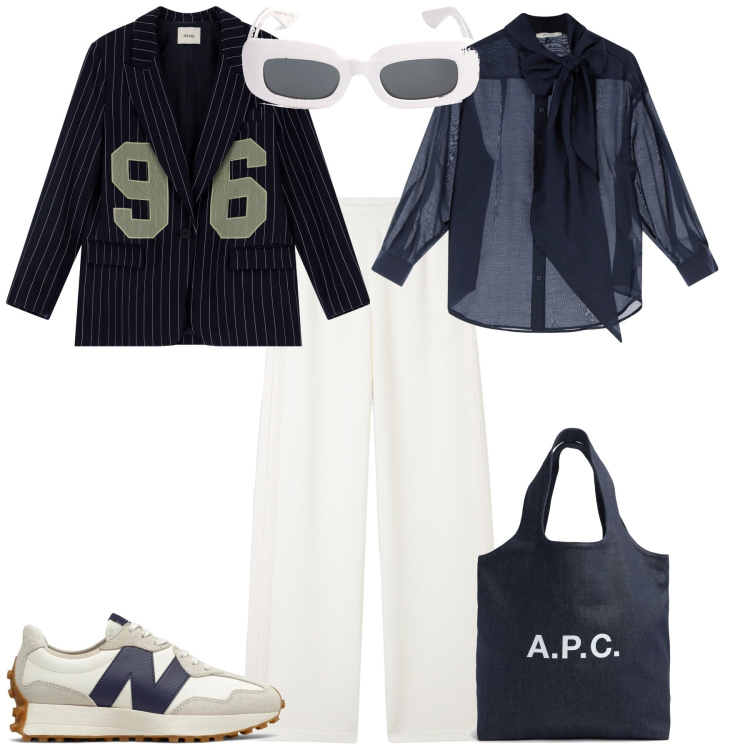 Outfit donna - Rock chic evento serata glamour. Stile Sporty chic per Tutti i giorni. Abbinamento con sneakers, pantaloni, camicie, blazer, shopping bag, occhiali da sole.