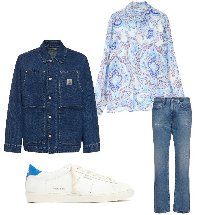 Outfit uomo - Denim. Stile Casual per Tutti i giorni. Abbinamento con camicie, sneakers, giacche, jeans.