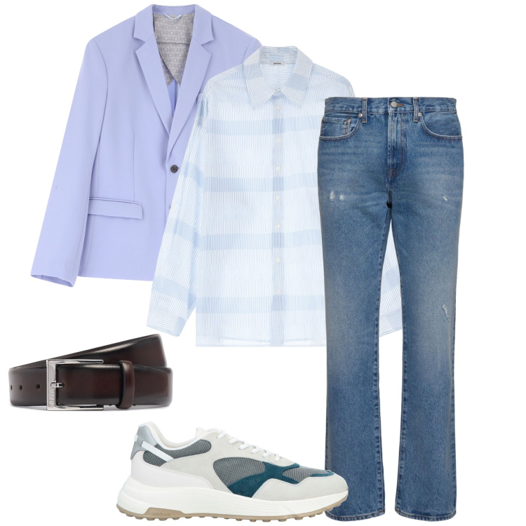 Outfit uomo - La giacca lilla. Stile Urban per Ufficio. Abbinamento con sneakers, giacche, camicie, cinture, jeans.