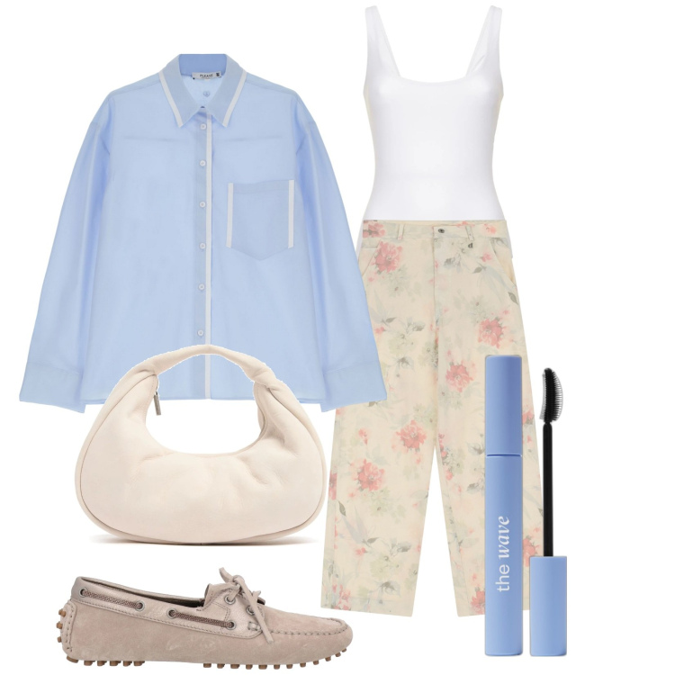 Outfit donna - Total look #2093283. Stile Casual chic per Tutti i giorni. Abbinamento con mocassini, mascara, camicie, pantaloni, borse a mano, body.