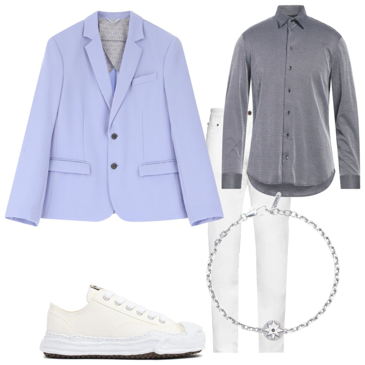 Outfit uomo - Polvere. Stile Trendy per Serata speciale. Abbinamento con camicie, pantaloni, braccialetti, giacche, sneakers.