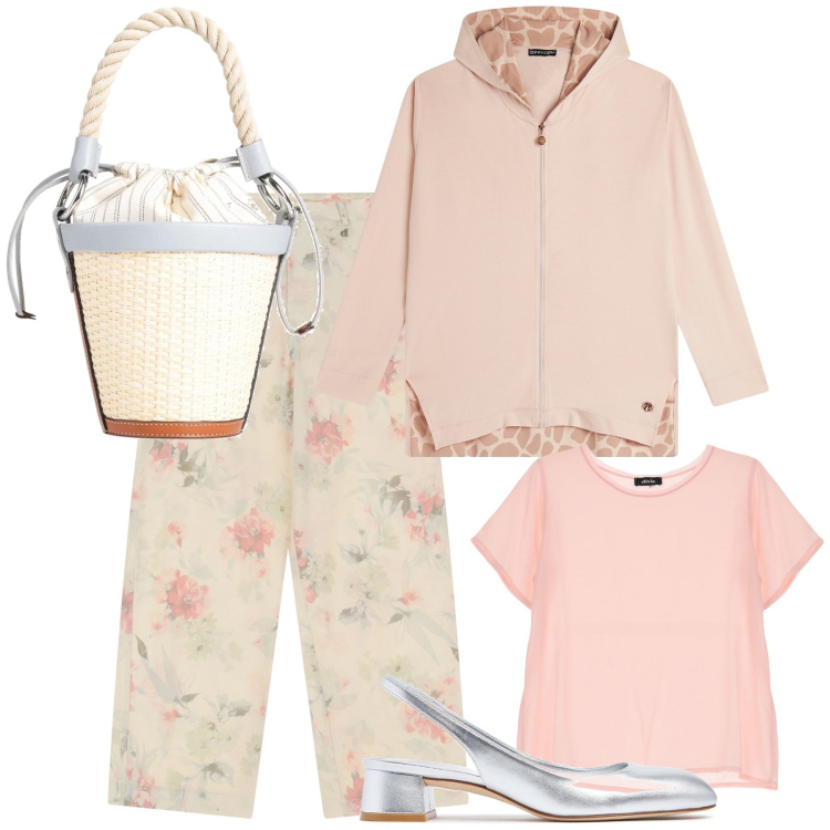 Outfit donna - Aria di primavera. Stile Bon Ton per Tutti i giorni. Abbinamento con borse a secchiello, felpe con cappuccio, t-shirt, pantaloni, décolleté.