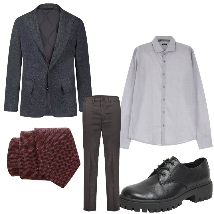 Outfit uomo - Un evento in primavera. Stile Business/Elegante per Serata speciale. Abbinamento con scarpe stringate, camicie, cravatte, giacche, pantaloni.
