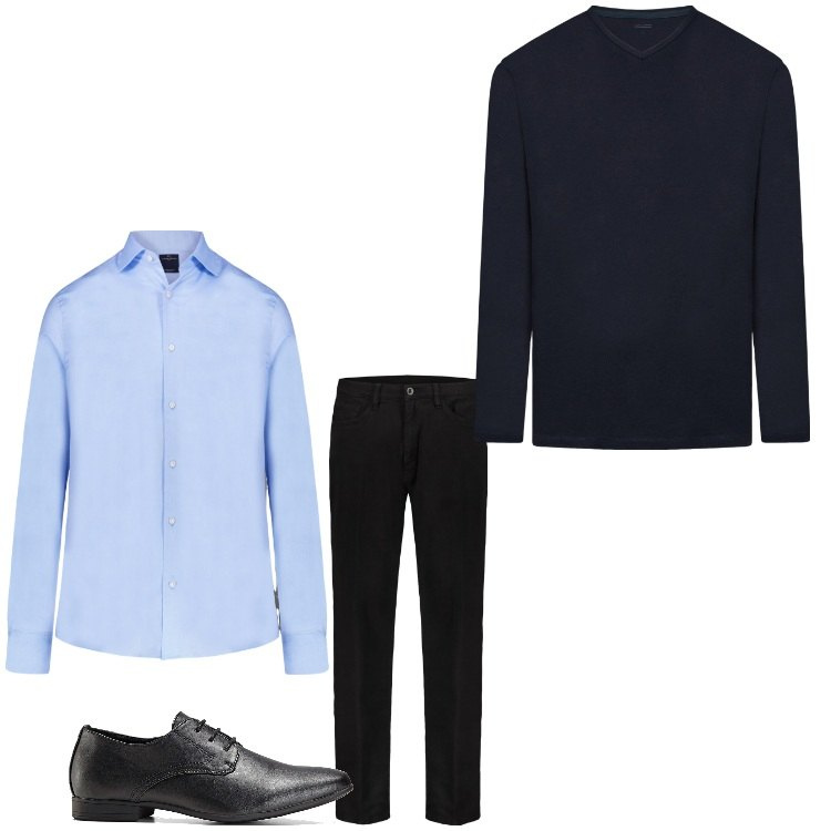 Outfit uomo - Pullover. Stile Business/Elegante per Ufficio. Abbinamento con scarpe stringate, camicie, pantaloni, t-shirt.