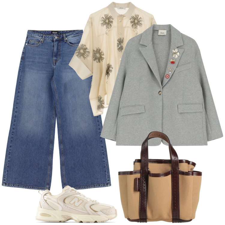 Outfit donna - Jeans e Giacca elegante. Stile Casual chic per Tutti i giorni. Abbinamento con borse a mano, sneakers, jeans a zampa, blazer, camicie.