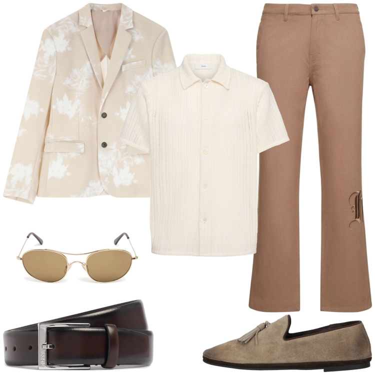 Outfit uomo - The boss. Stile Trendy per Tutti i giorni. Abbinamento con scarpe stringate, giacche, pantaloni, cinture, occhiali da sole, camicie.